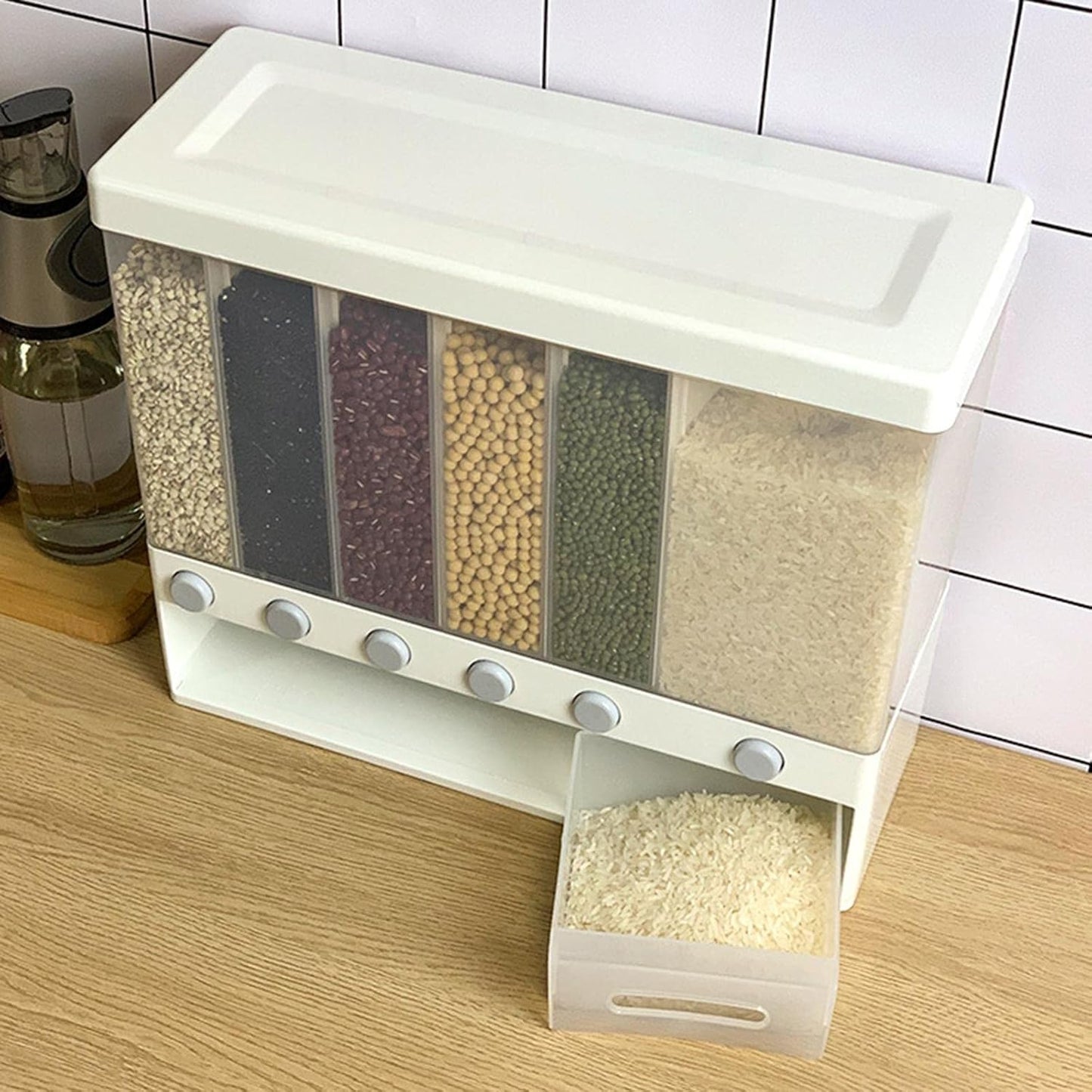 Multi cabinet food storage containers with dispensers