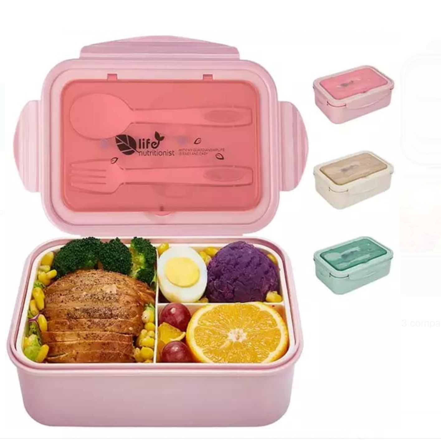 Kitchen Rani Leak-Proof Bento Lunch Box – Compartment Food Container with Utensils