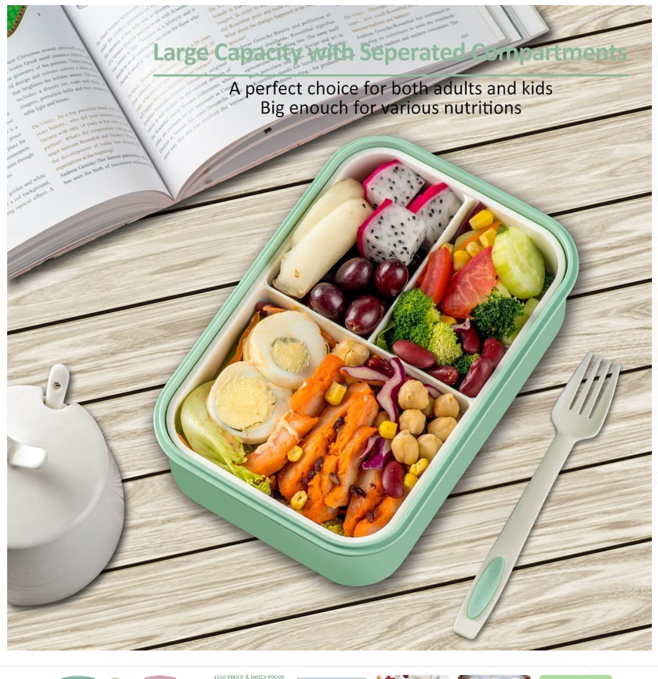 Kitchen Rani Leak-Proof Bento Lunch Box – Compartment Food Container with Utensils