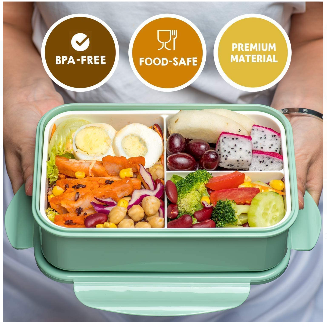 Kitchen Rani Leak-Proof Bento Lunch Box – Compartment Food Container with Utensils