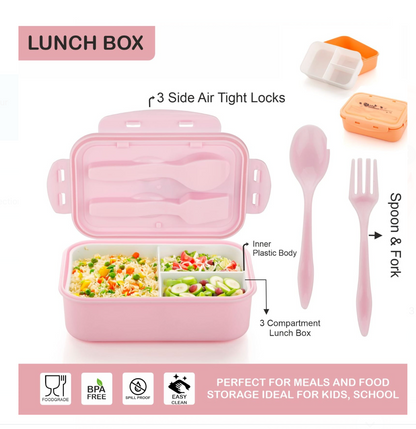 Kitchen Rani Leak-Proof Bento Lunch Box – Compartment Food Container with Utensils