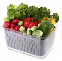 Kitchen Rani Freshkeeper Fridge Storage Container (2100 ML) – Stackable Produce Saver with Built-In Colander
