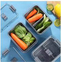 Kitchen Rani Freshkeeper Fridge Storage Container (2100 ML) – Stackable Produce Saver with Built-In Colander