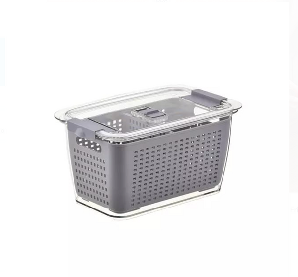 Kitchen Rani Freshkeeper Fridge Storage Container (2100 ML) – Stackable Produce Saver with Built-In Colander