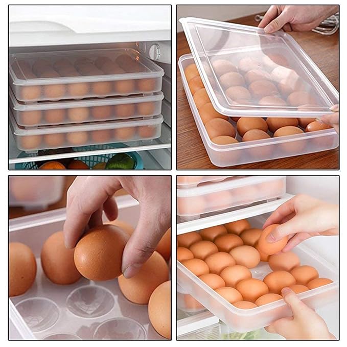 Kitchen Rani 24 Grid Egg Stackable Storage Box Egg Refrigerator Storage Tray