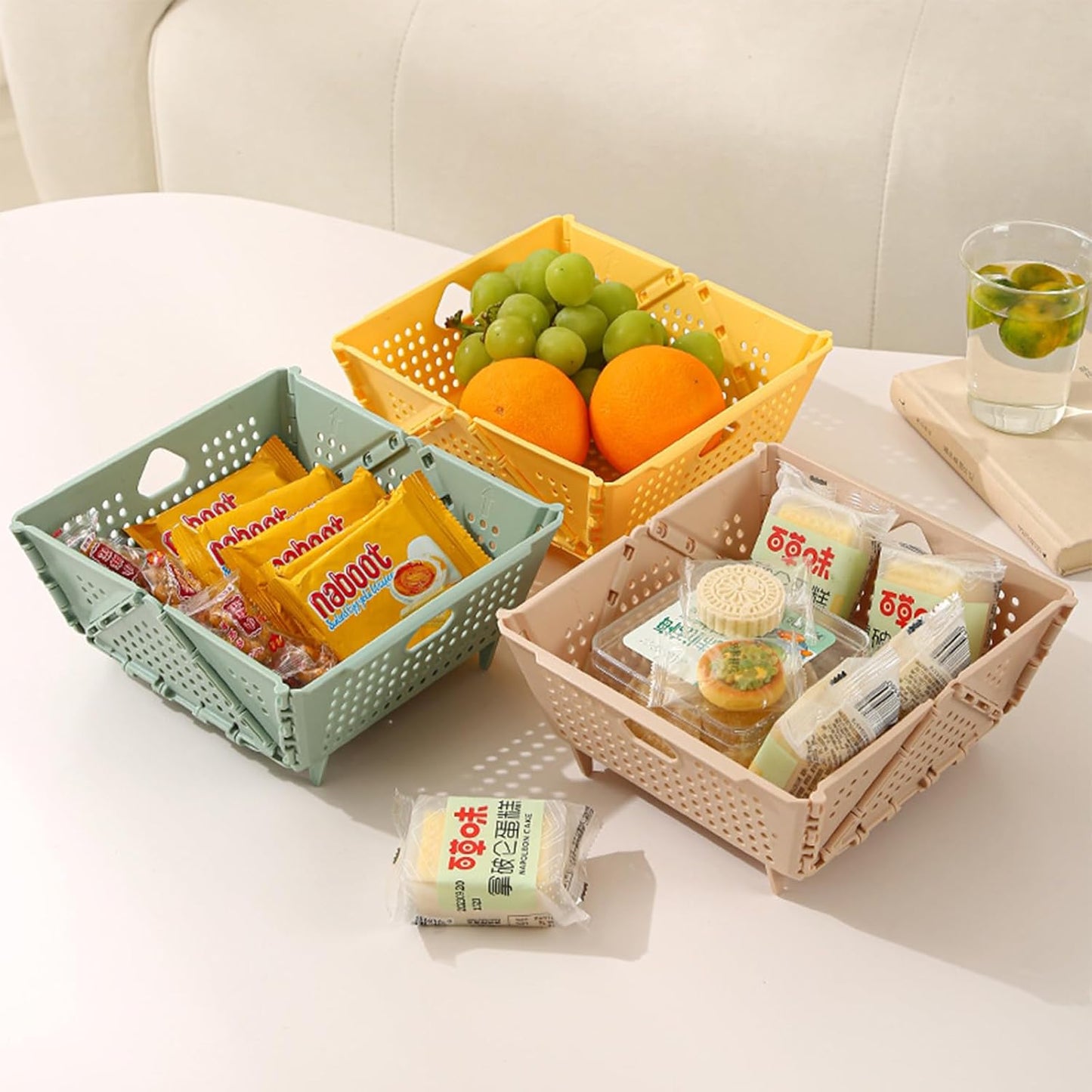 Multifunctional Foldable and Stackable Storage Baskets
