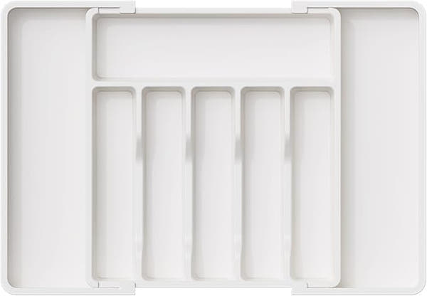 Retractable Kitchen Tableware Storage Tray for Shelf (White)