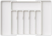 Retractable Kitchen Tableware Storage Tray for Shelf (White)
